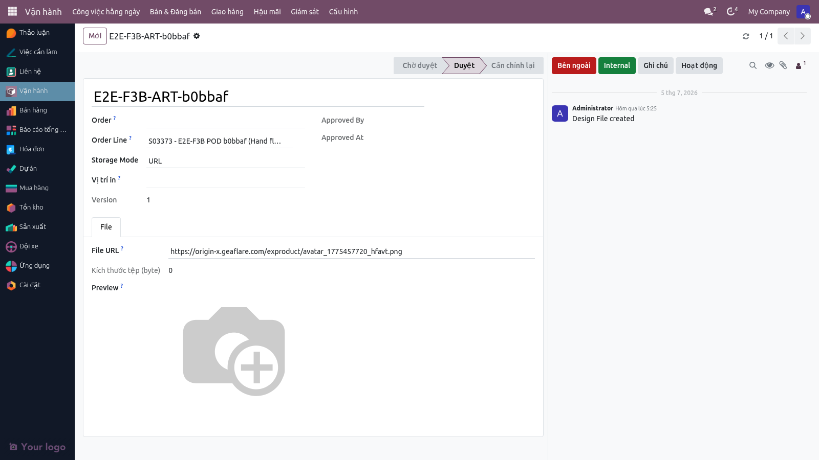 Form File thiết kế — file in cho Gearment, có trường Vị trí in